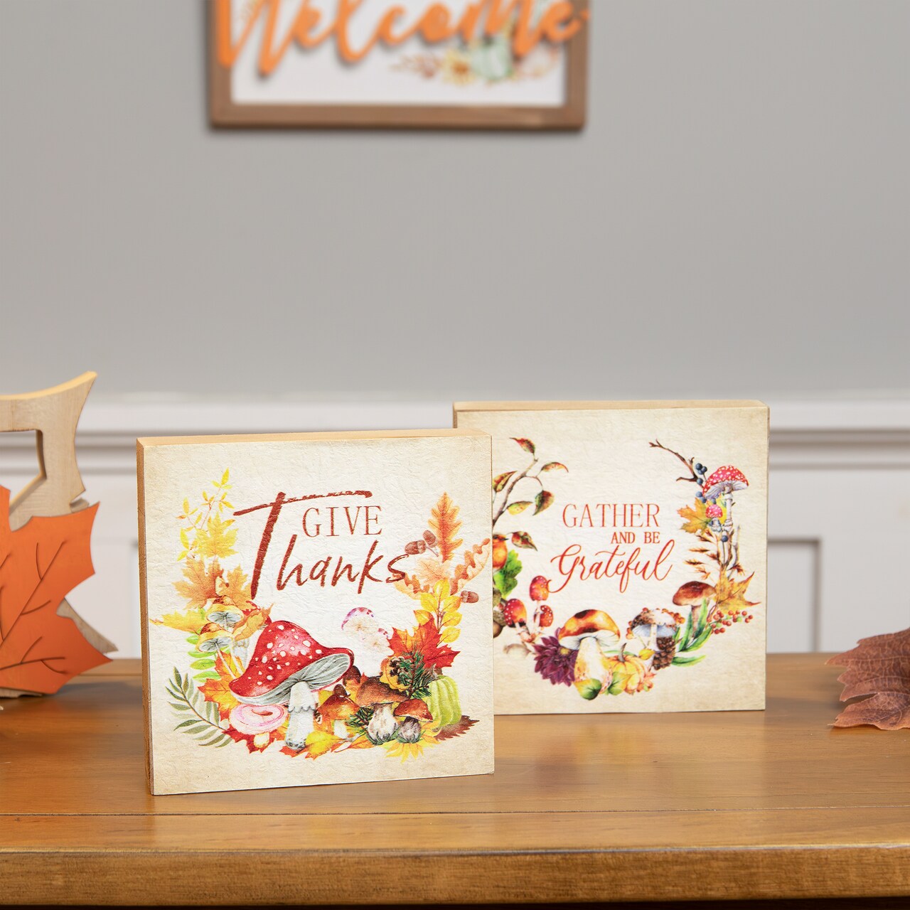 Northlight Give Thanks and Be Grateful Fall Harvest Signs - 4.75" - Set of 2